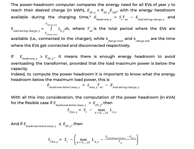 The power-headroom computer compares the energy need for all EVs of year y to reach their desired charge (in kWh)